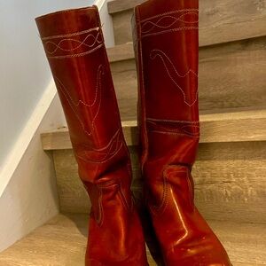 Vintage 70s Chestnut leather high boots